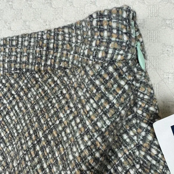 NEW Gap A-Line Skirt Womens 8 Wool Blend Tweed Velvet Trim Flounce Hem Lined Y2K - Picture 5 of 10